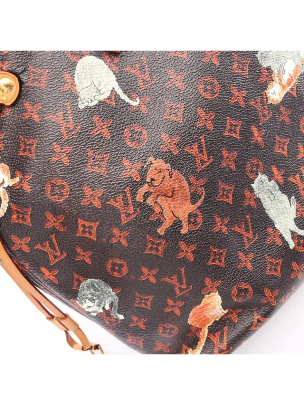 Louis Vuitton Tote Neverfull MM Catgram Canvas Leather